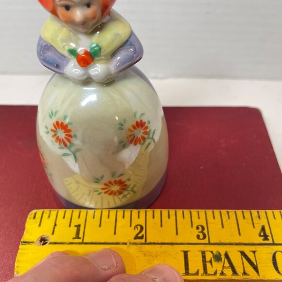 Vintage Hand-Painted Ceramic Dutch Girl Bell Figurine Floral Design 5" Tall Coll - Picture 9 of 9